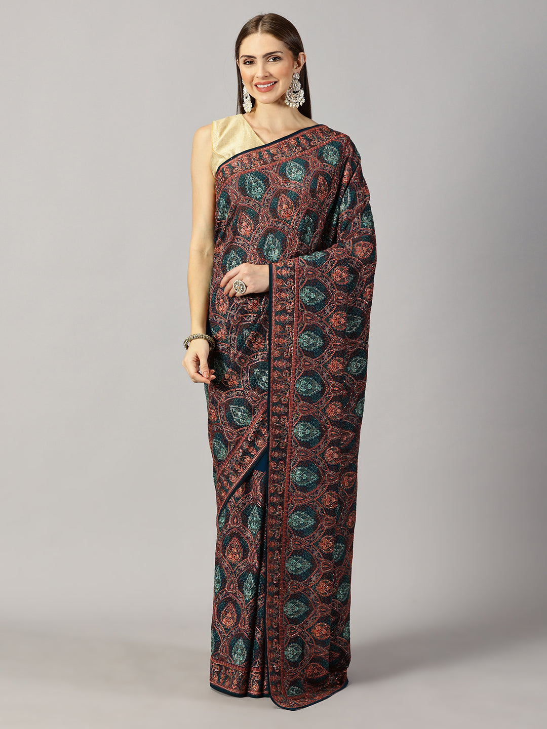 Devika - Georgette Thread Embroidered Saree
