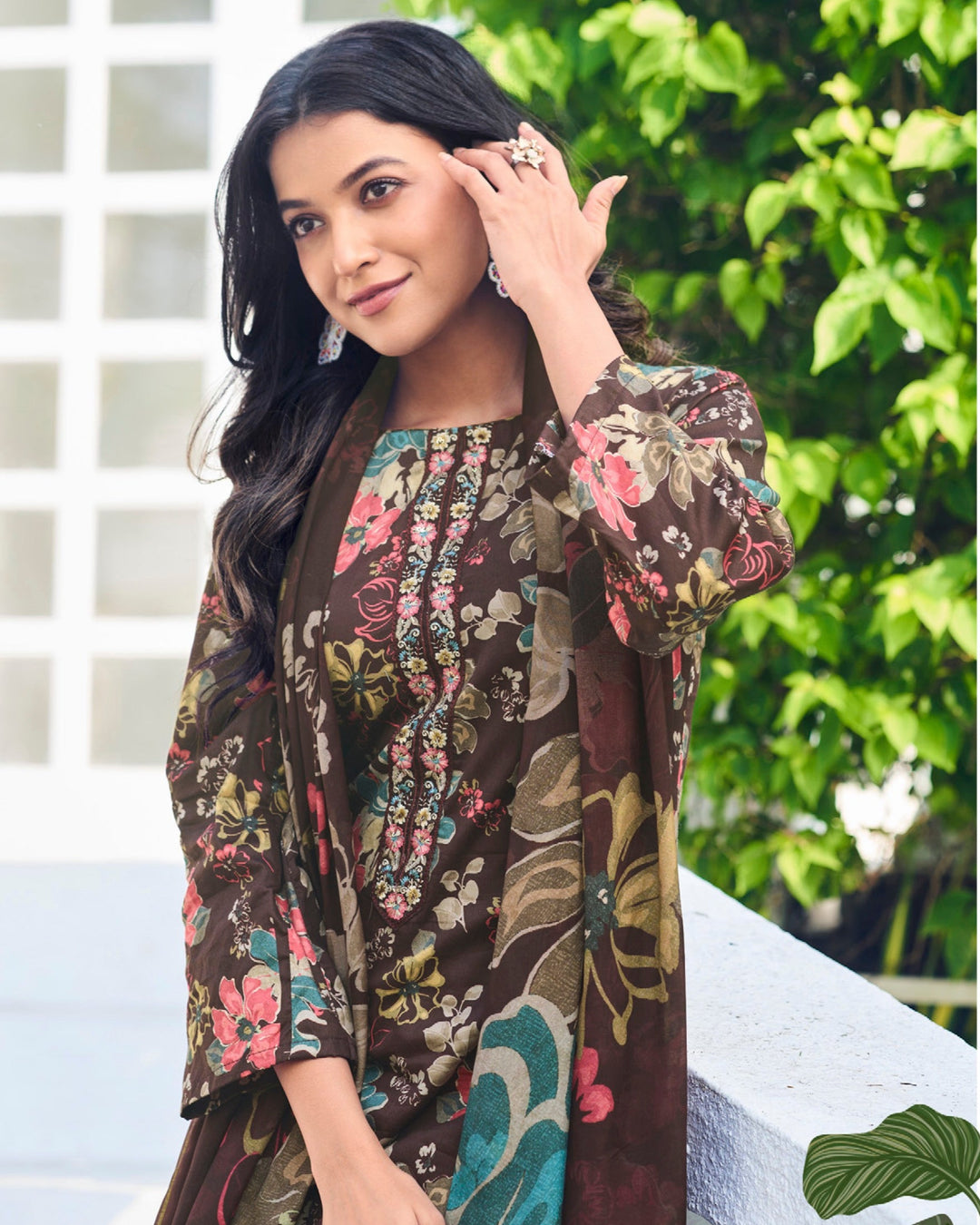 2782 - Printed Cotton Embroidered Suit With Muslin Duppatta