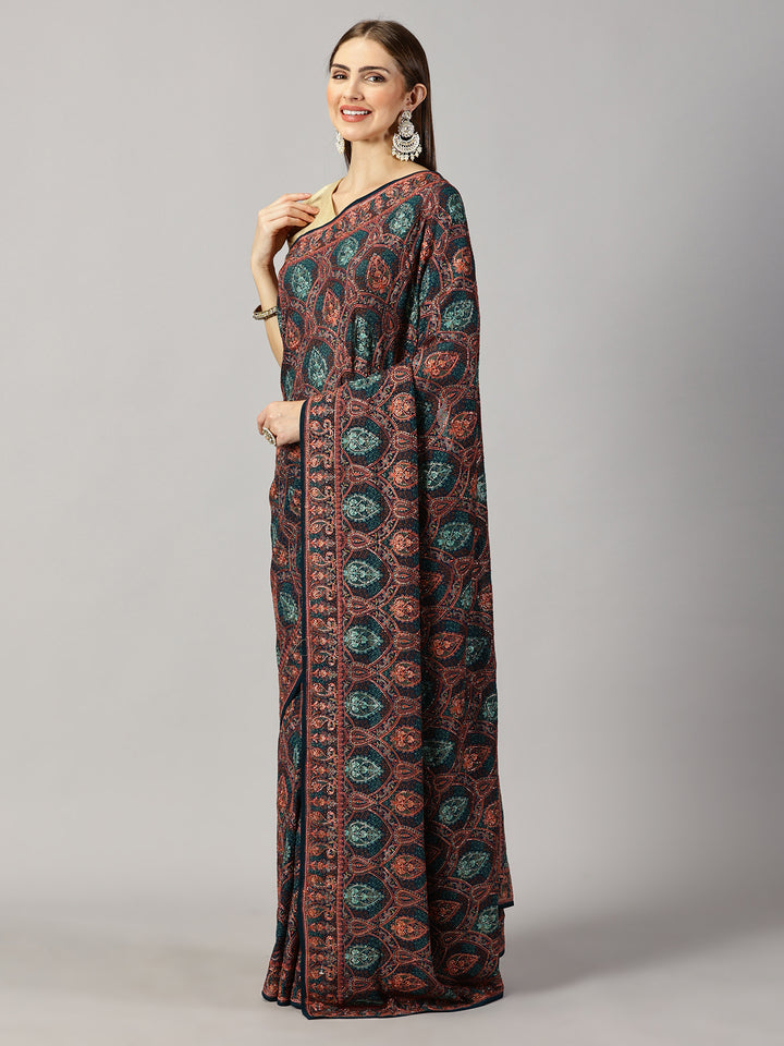 Devika - Georgette Thread Embroidered Saree