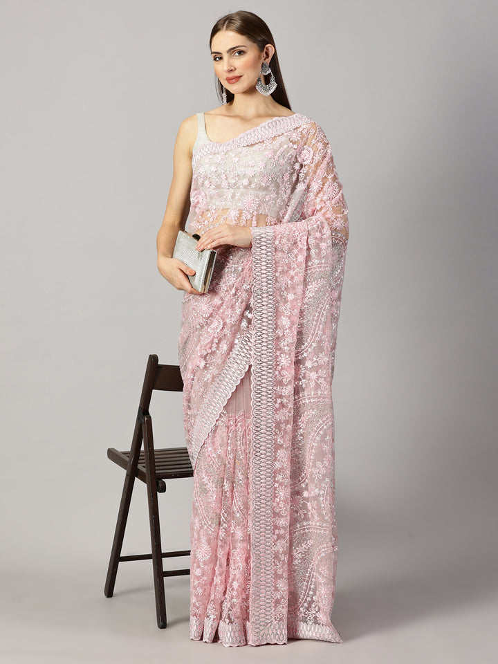 Myra - Net Sequence Work Embroidered Saree