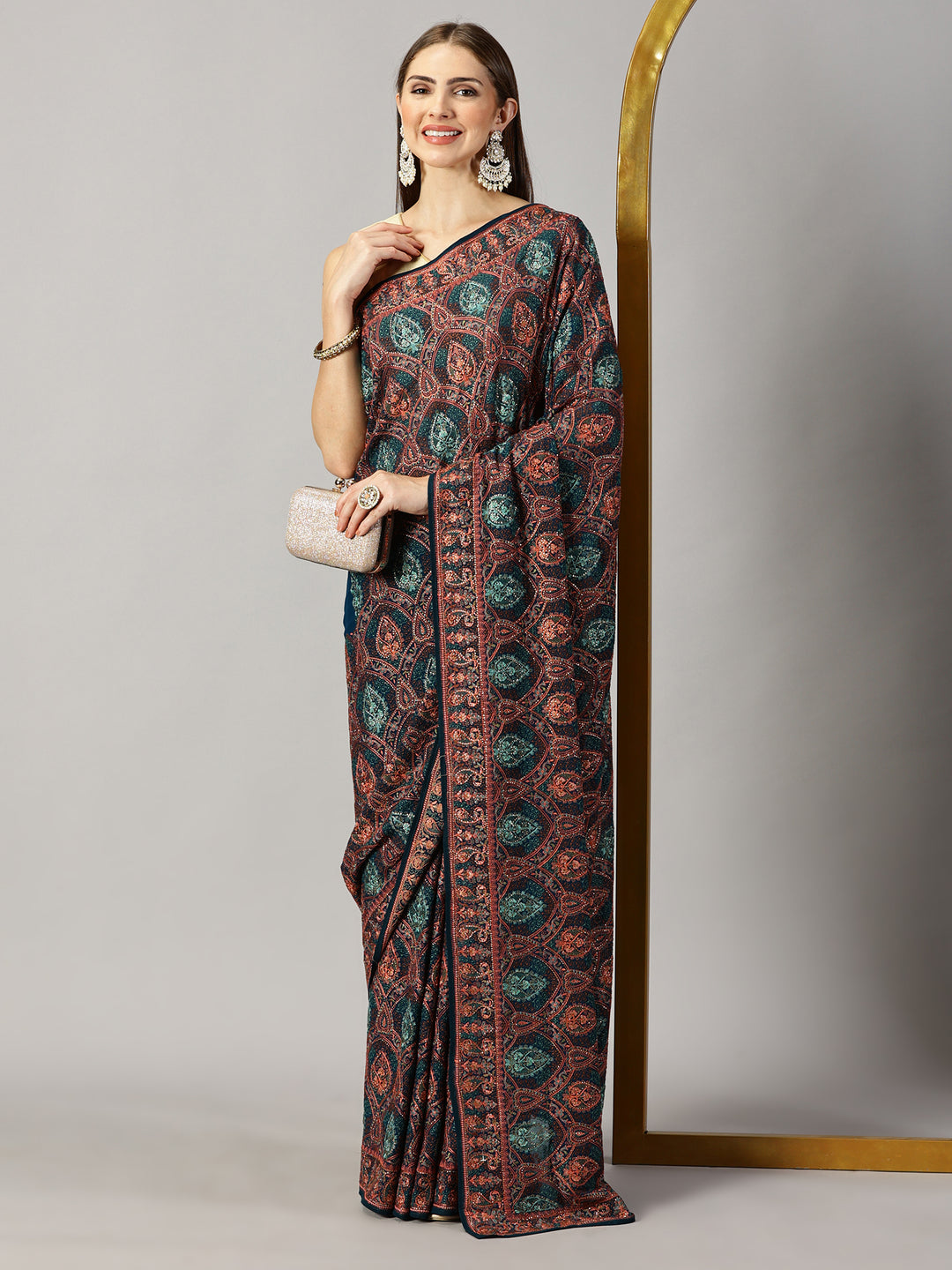 Devika - Georgette Thread Embroidered Saree