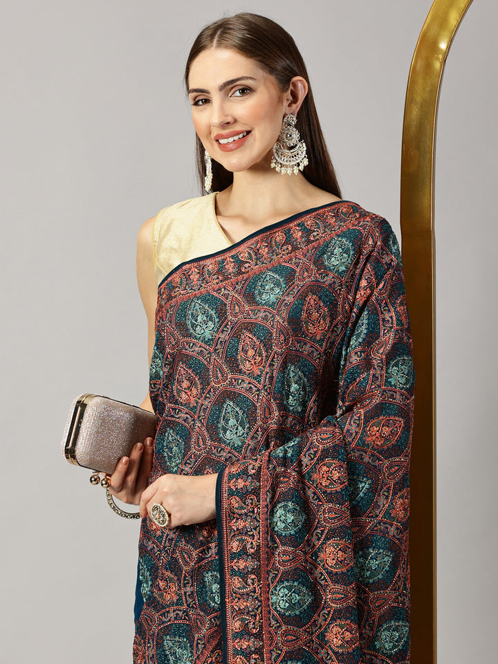 Devika - Georgette Thread Embroidered Saree