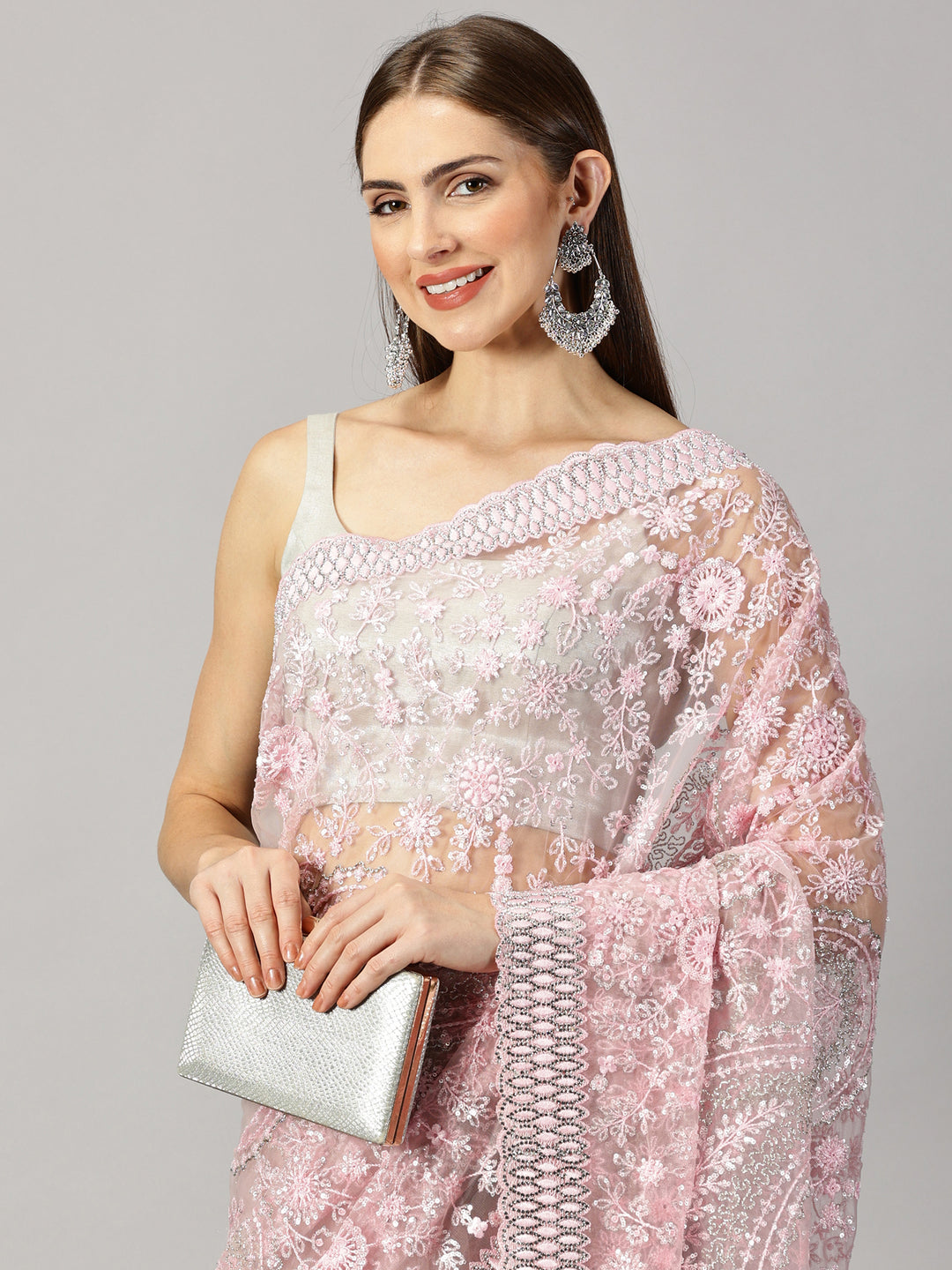Myra - Net Sequence Work Embroidered Saree