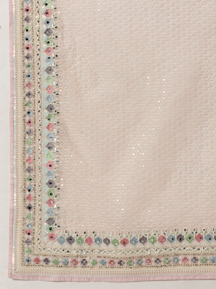 Sia - Organza Pink Thread work Embroidered Saree