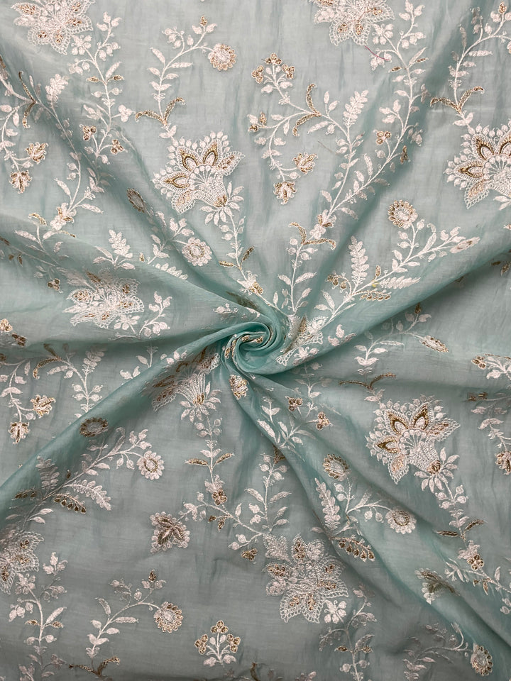 Mull Chanderi Embroidered