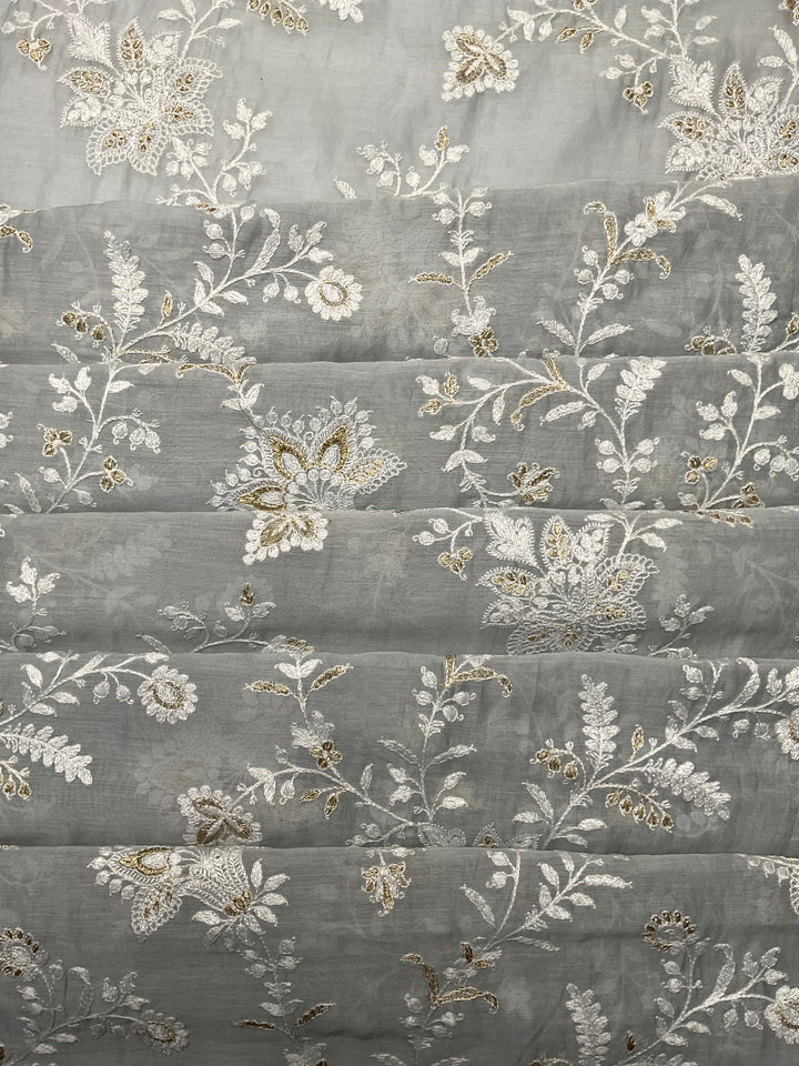 Mull Chanderi Embroidered