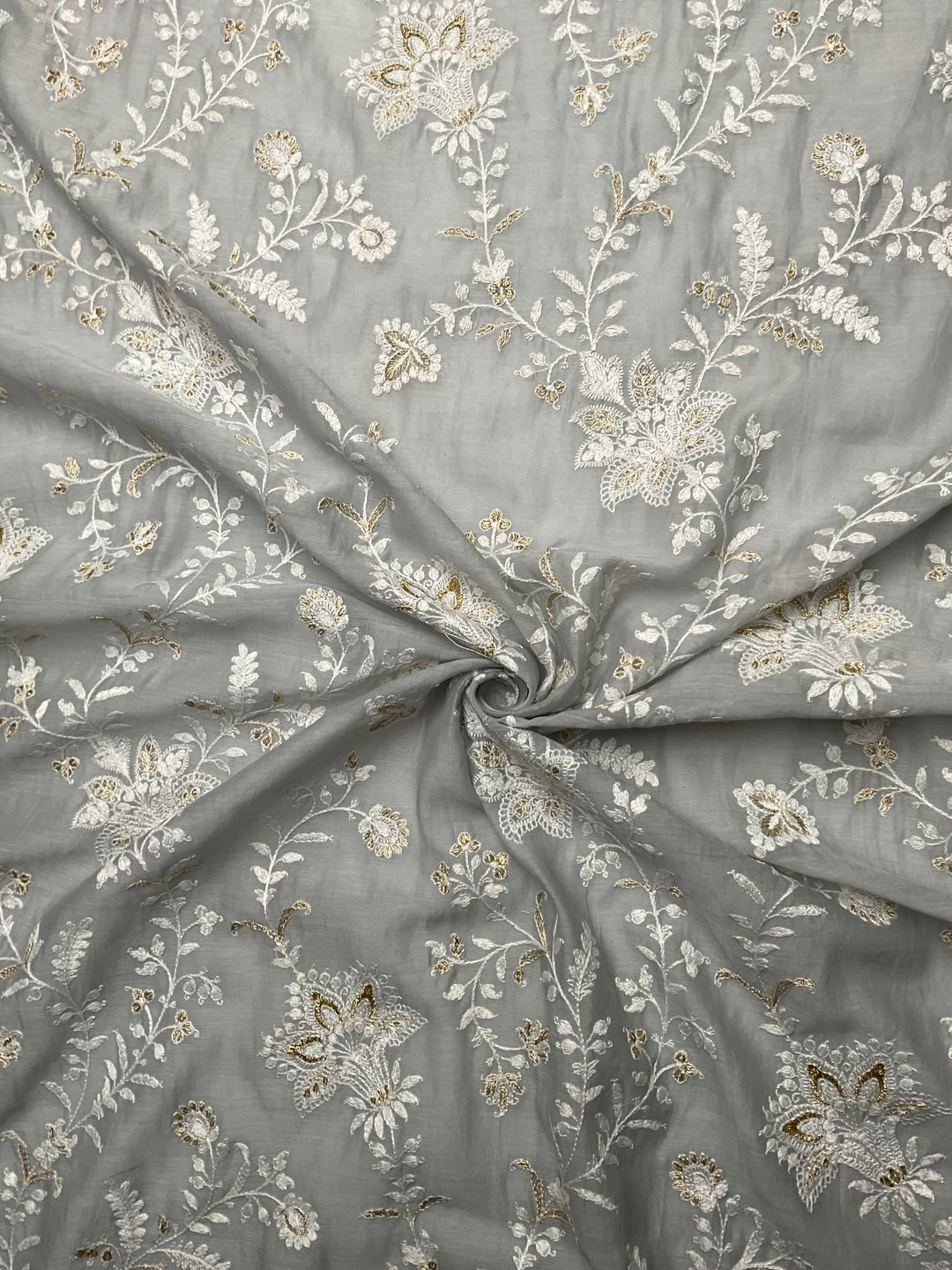 Mull Chanderi Embroidered
