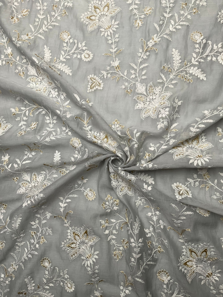Mull Chanderi Embroidered