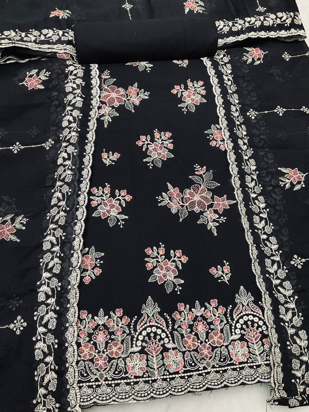 Cotton Unstitched Salwar Suit with Cotton Embroidered Duppatta - 45354