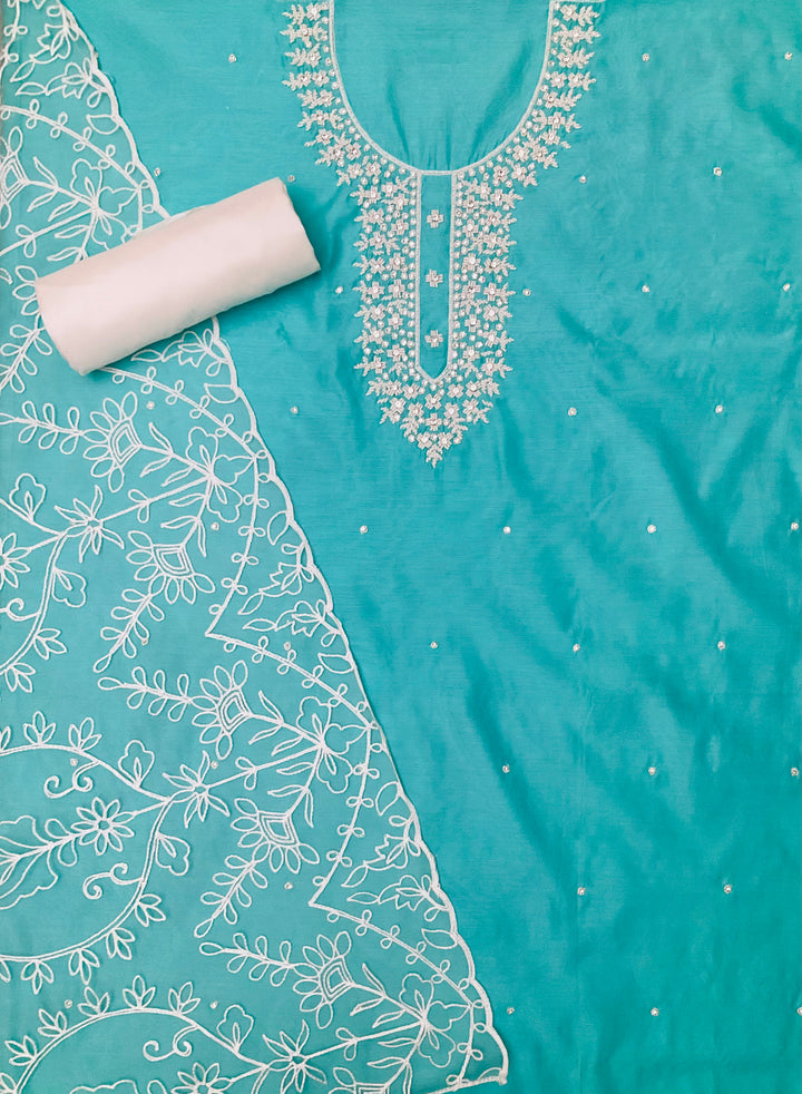 Chanderi Embroidered Unstitched Suit - 45334
