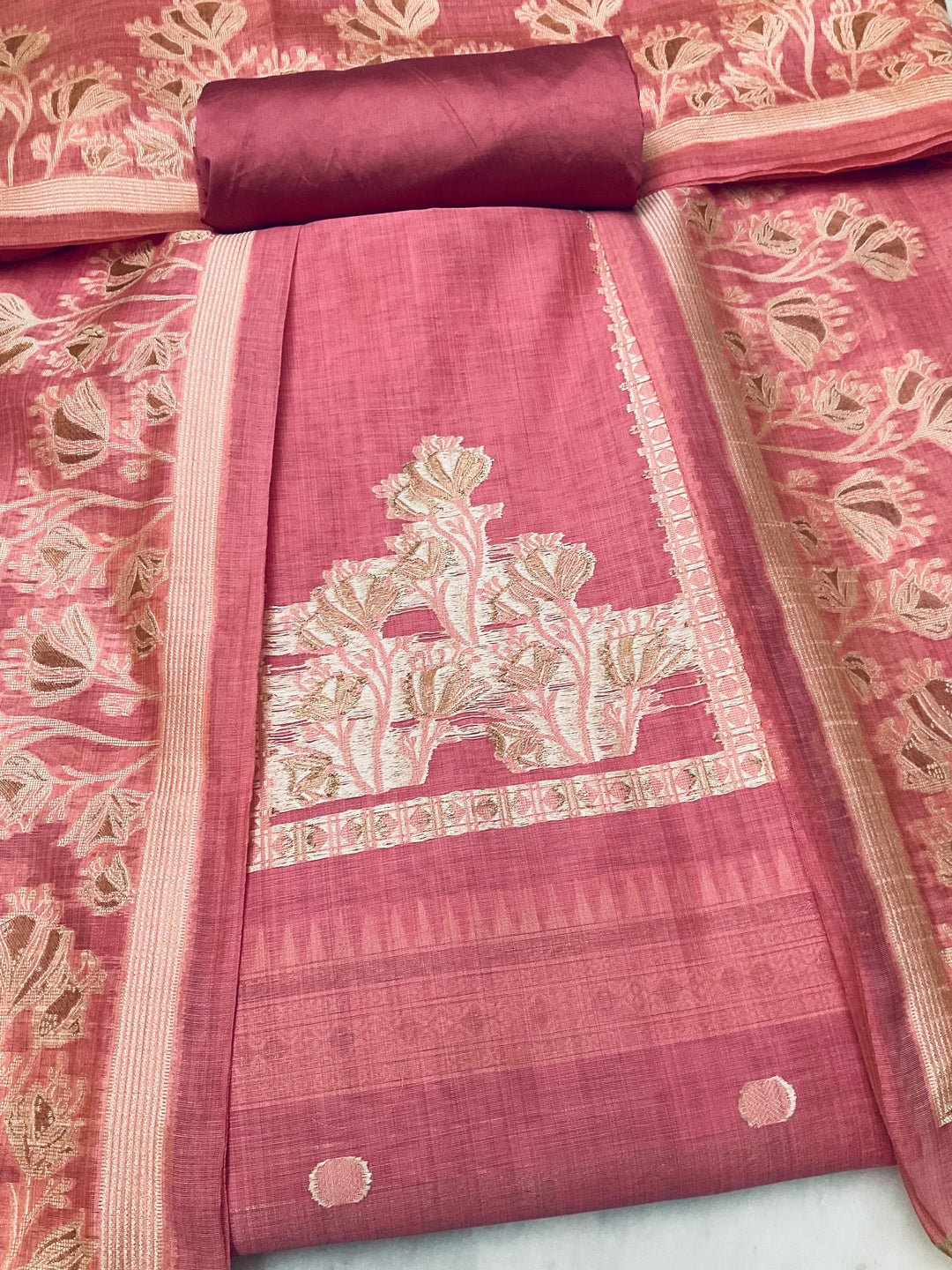Woven Chanderi Unstitched Salwar Suit - 45343