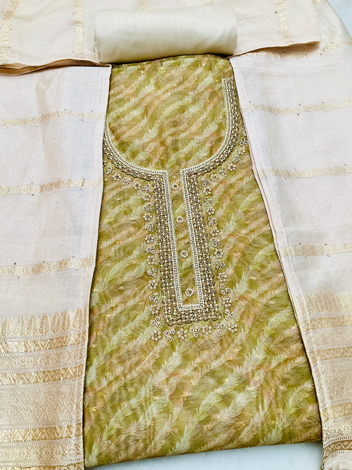 Chanderi Silk Embroidered Unstiched Suit -46929