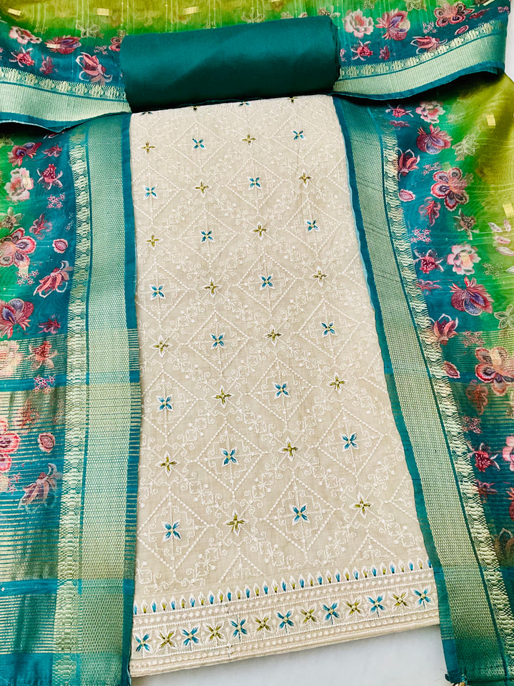 Chanderi Silk Embroidered Unstiched Suit -46923