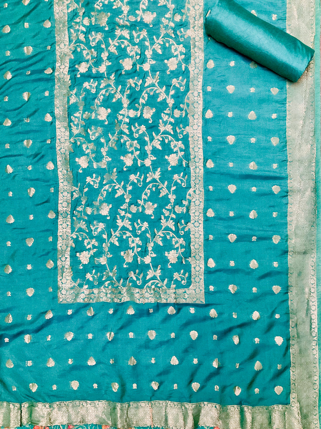 Chanderi Silk Embroidered Unstiched Suit -46927