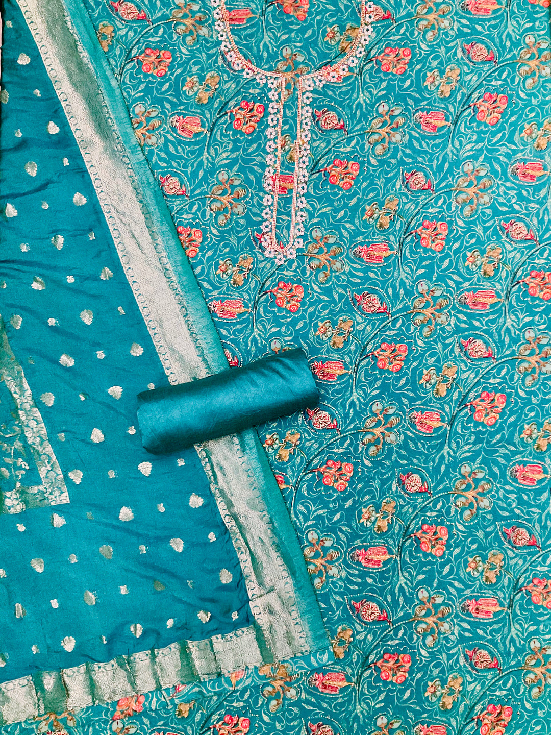 Chanderi Silk Embroidered Unstiched Suit -46927