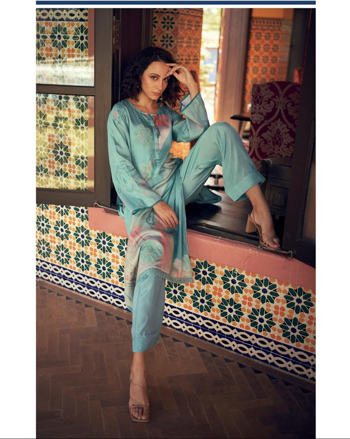 44427 - Printed Cotton Embroidered Suit With Cotton Duppatta