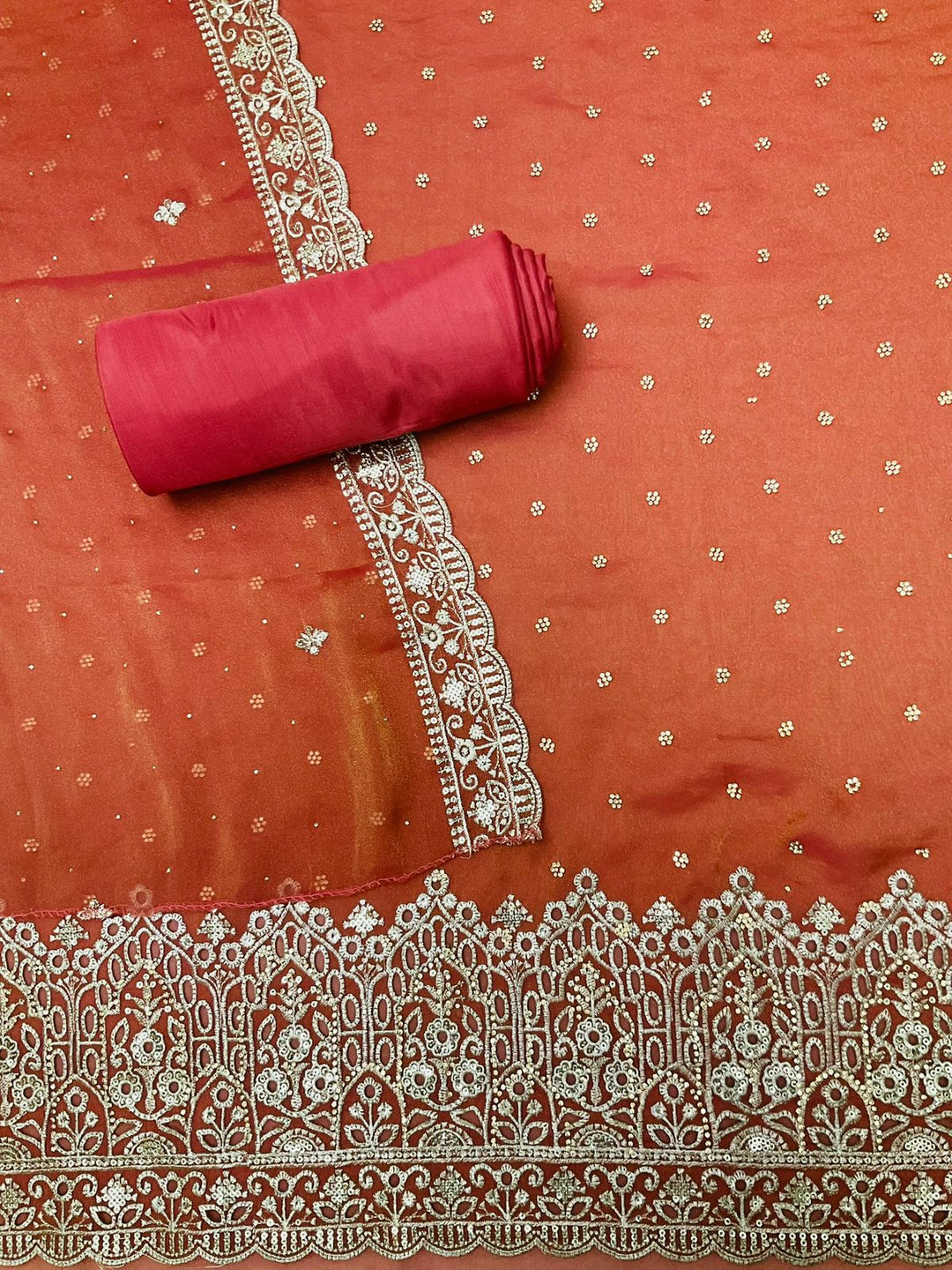 Organza Embroidered Unstiched Suit -45553
