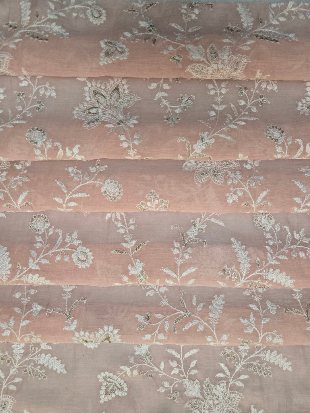 Mull Chanderi Embroidered Fabric