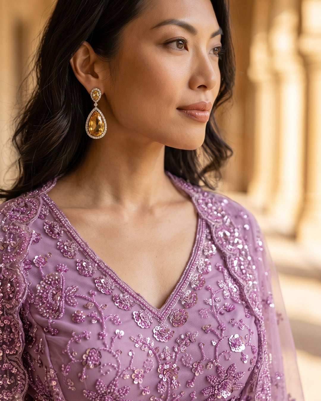 Lavender Net Embroidered Lehenga (55072)