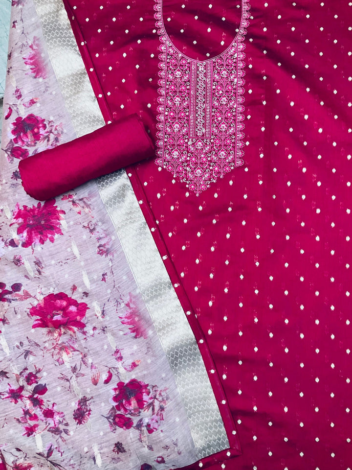 Woven Chanderi Unstitched Suit (45338)