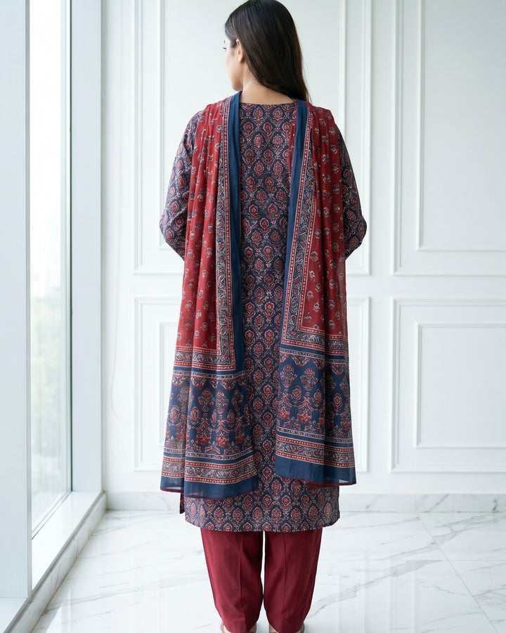 Maroon Crepe Embroidered Dupatta Elegance (56121)