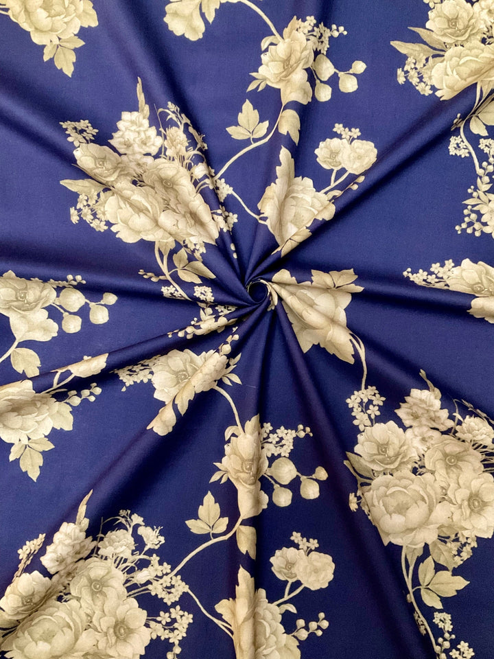 Blue Printed Cotton Fabric for Everyday Elegance (53866)