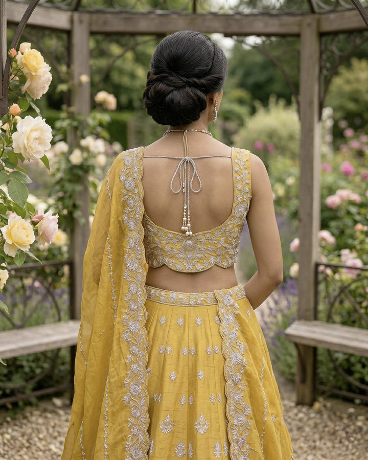 Mustard Organza Embroidered Elegance Dupatta (55015)