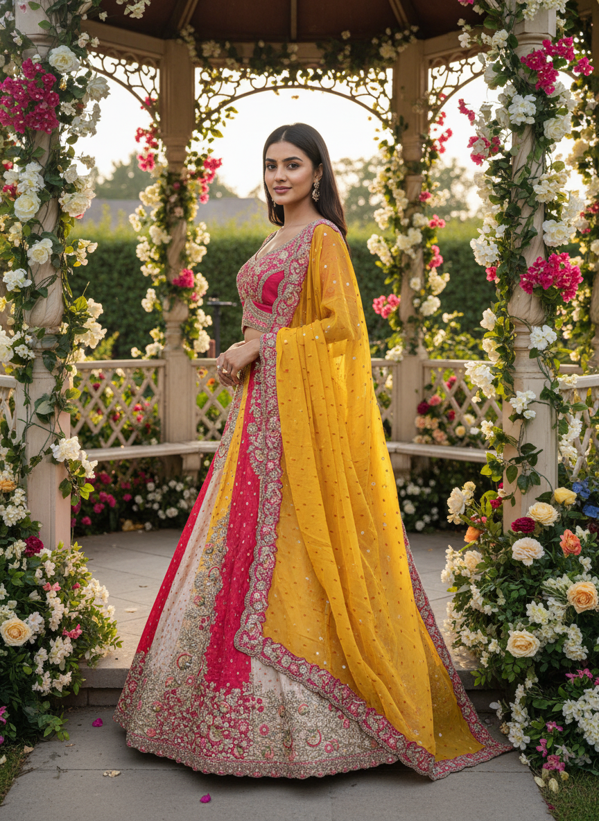 Rani Pink Silk Bridal Lehenga Choli (52759)