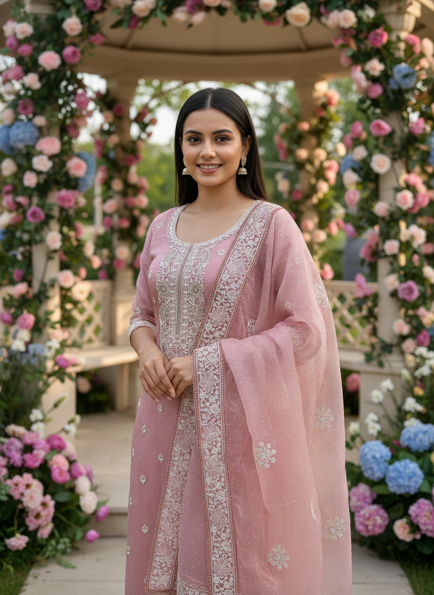 Rose Garden Organza with Delicate Embroidery (55206)