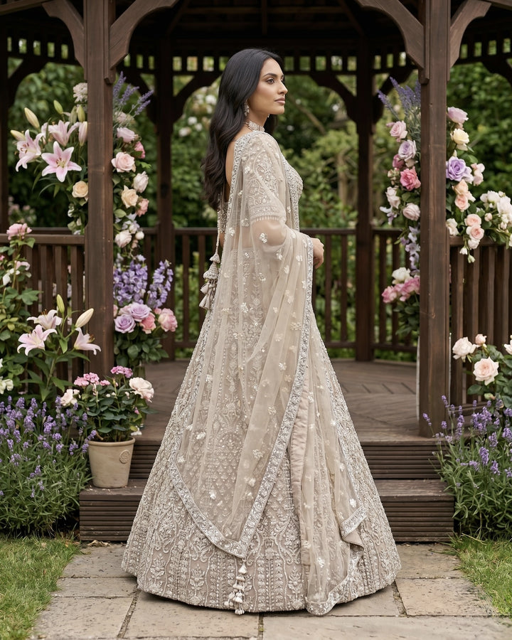 Embroidered Grey Net Festive Dupatta (53632)