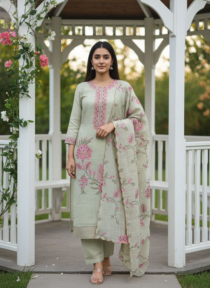 Monsoon Light Embroidered Mull Unstitched Fabric (54277)