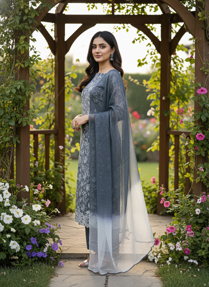 Printed Grey Cotton for Effortless Elegance (51514)