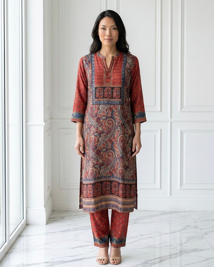 Maroon Muslin Embroidered Palazzo for Festive Elegance (40580)