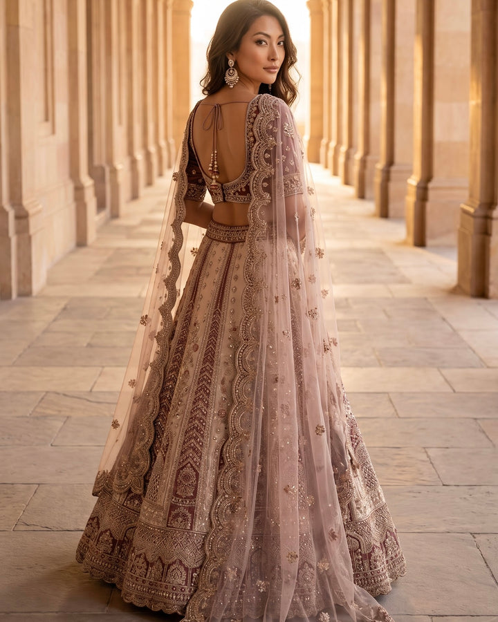 Lavender Silk Embroidered Dupatta Heritage Elegance (54560)