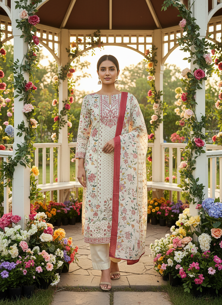 Cream Paisley Cotton Canvas for Effortless Elegance (48435)