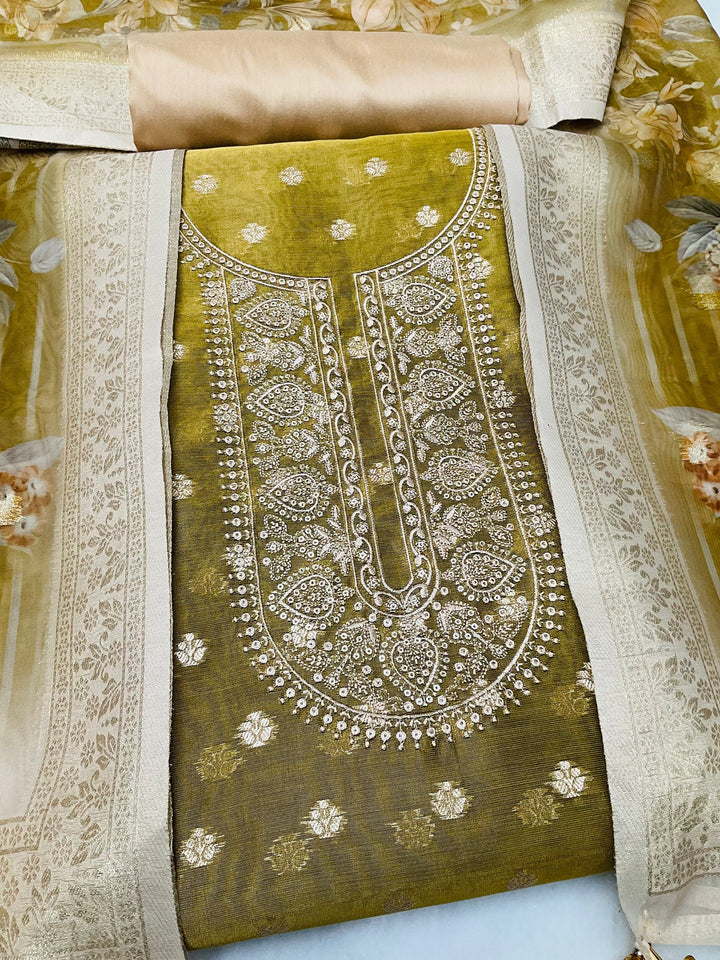 Woven Chanderi Unstitched Salwar Suit (45342)
