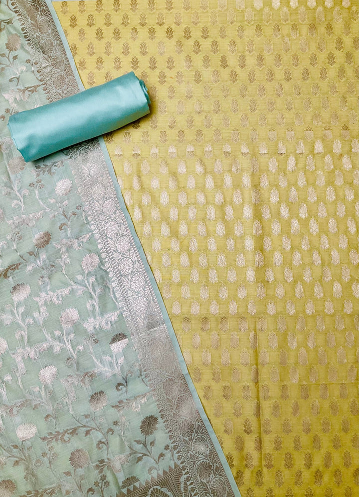 Woven Chanderi Silk Embroidered Unstiched Suit (46185)