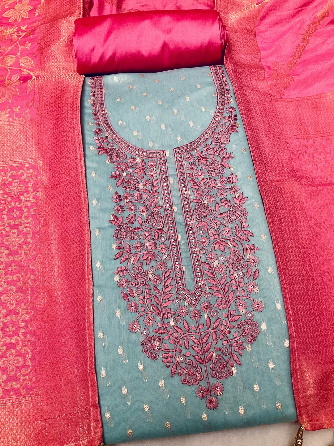Woven Chanderi Unstitched Suit (45330)