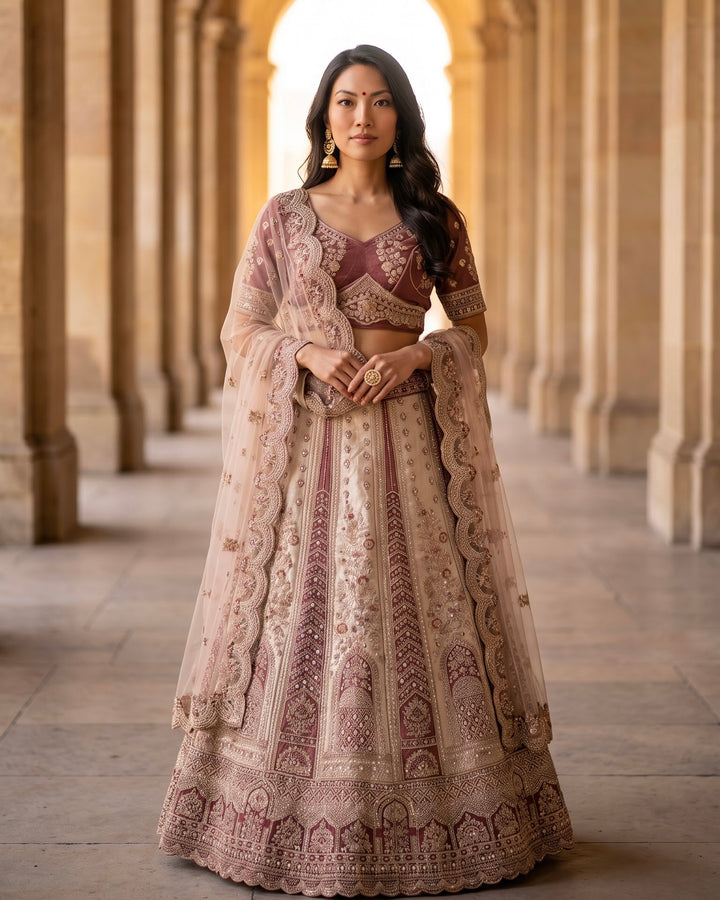Lavender Silk Embroidered Dupatta Heritage Elegance (54560)