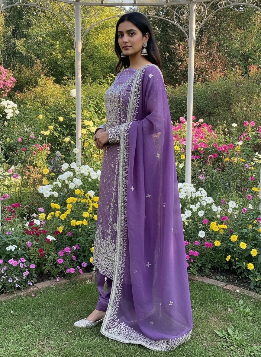Embroidered Organza Festive Unstitched Ensemble (59449)