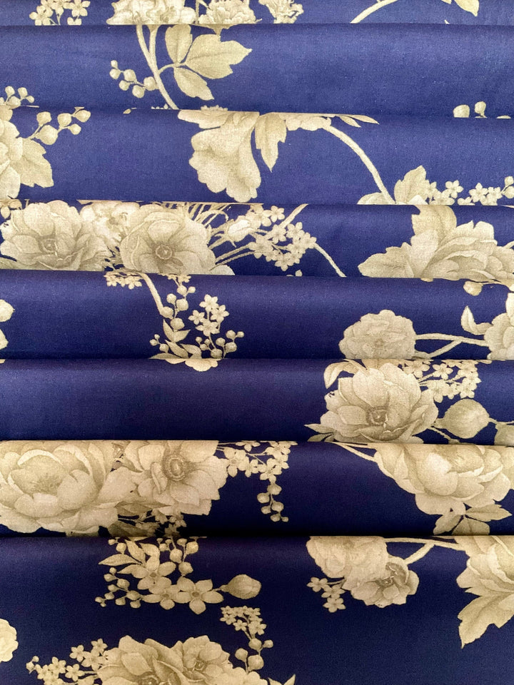 Blue Printed Cotton Fabric for Everyday Elegance (53866)