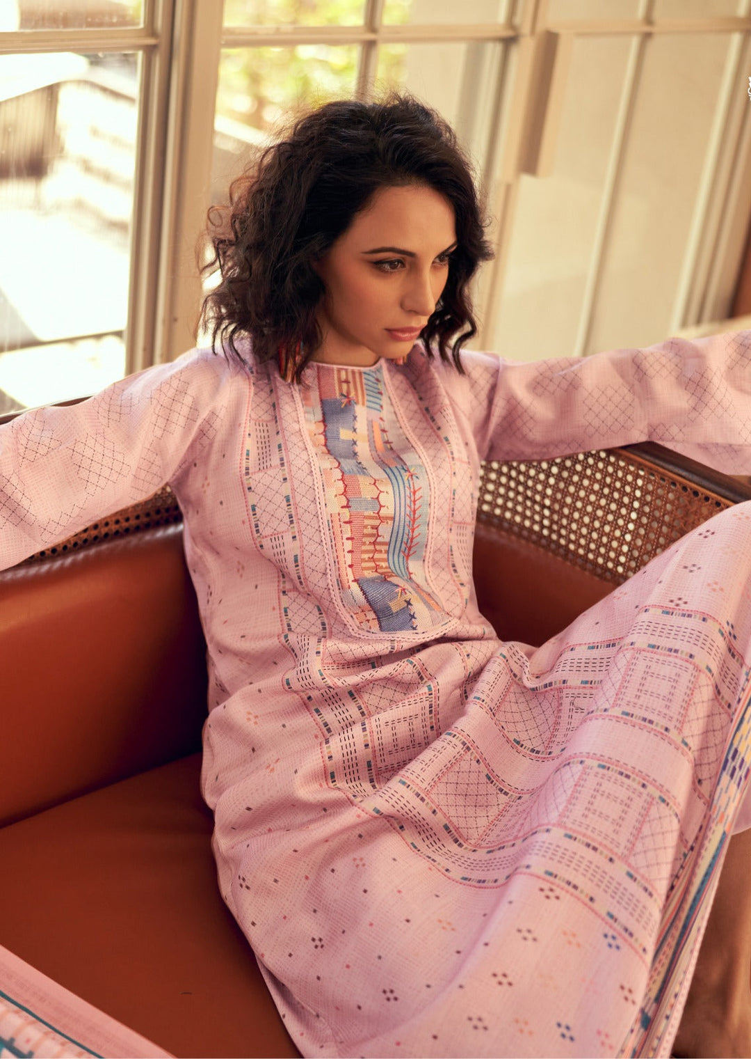 44435 - Printed Cotton Embroidered Suit With Cotton Duppatta