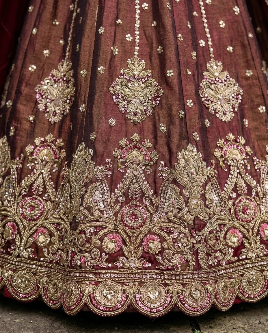 Rani Pink Silk Embroidered Festive Dupatta (53922)