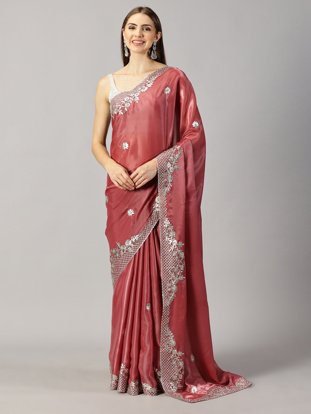 Organza Stone Zari Embroidered Saree