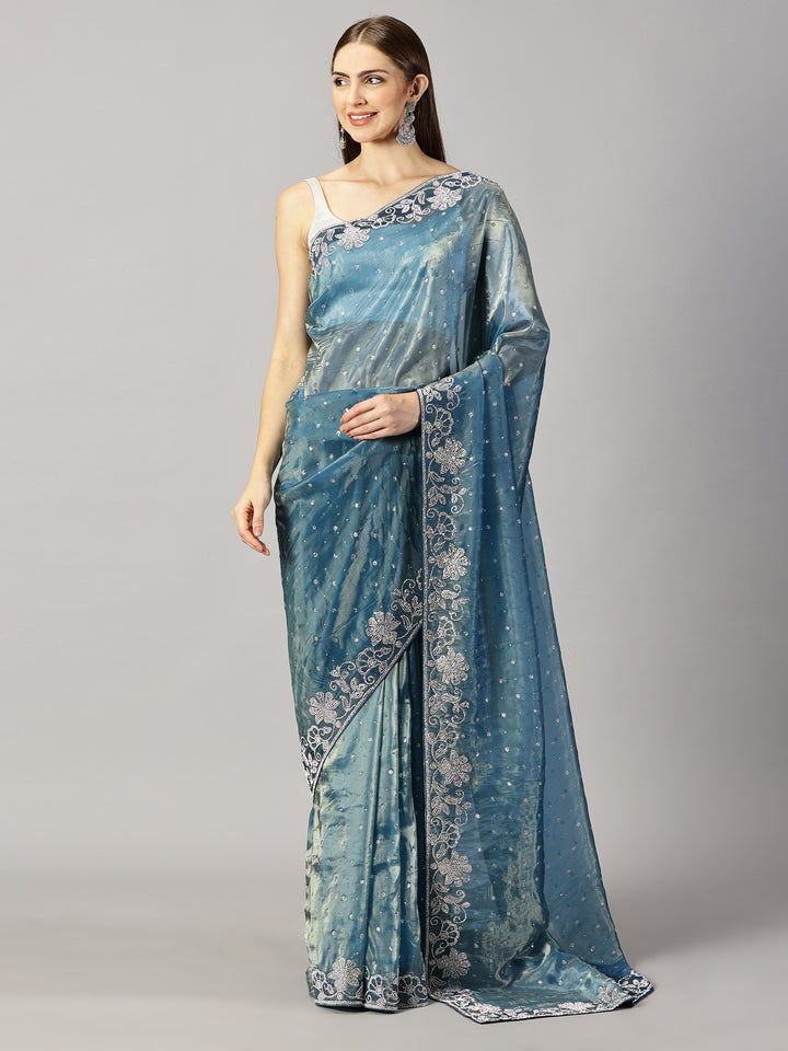 Organza Stone Work Saree