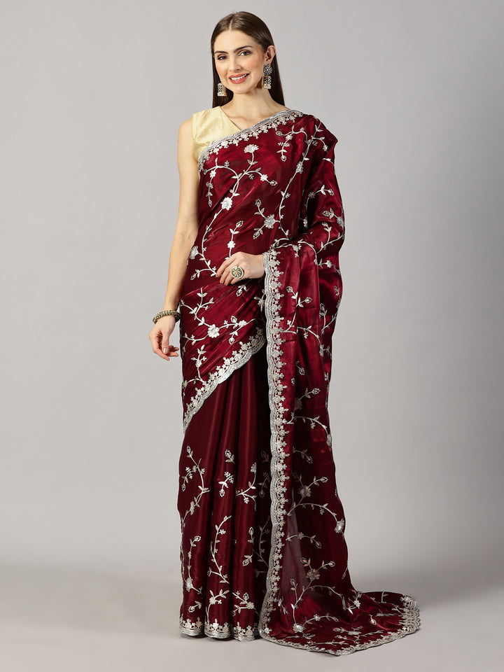 Organza Embroidered Saree