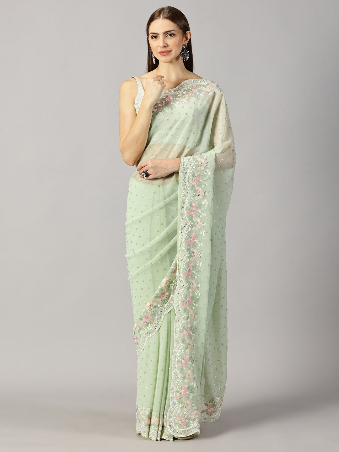 Georgette Sequence Embroidered Saree