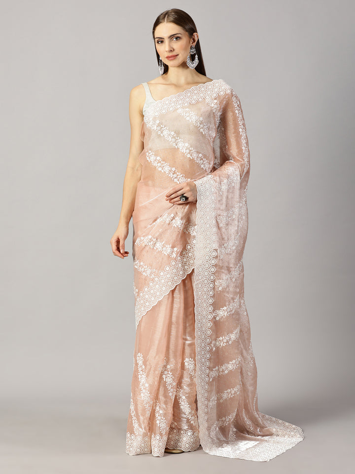 Organza Thread Embroidered Saree