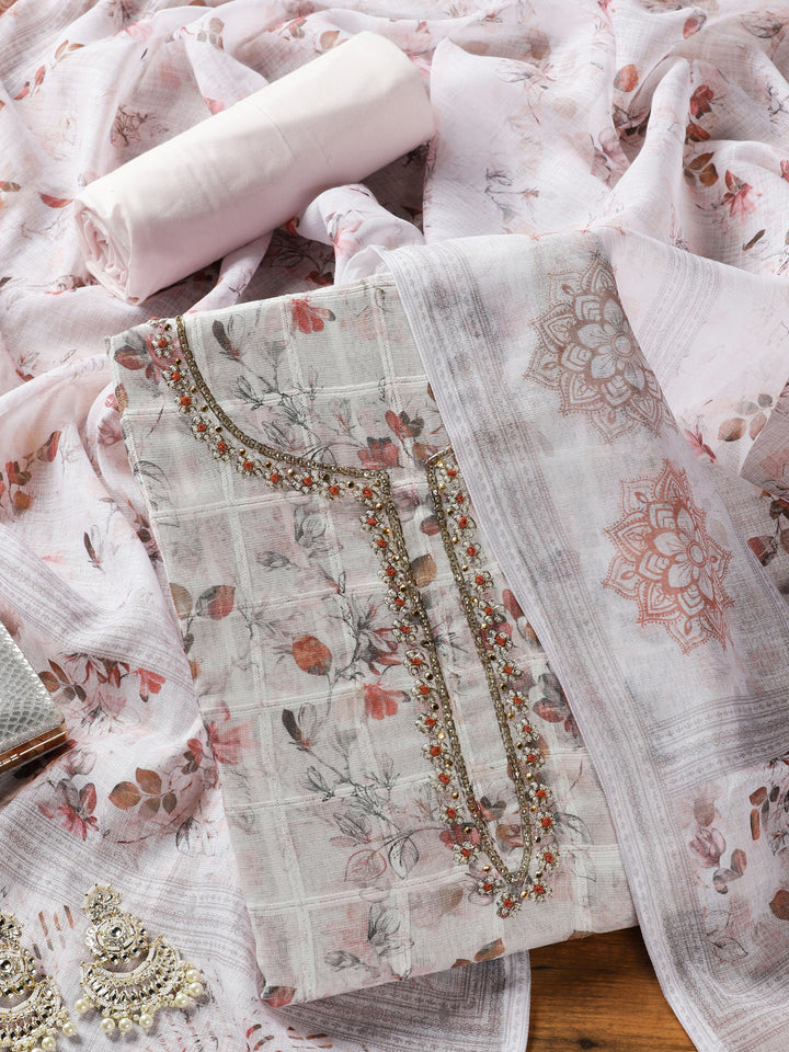 Printed Linen Cotton Unstitched Salwar Suit