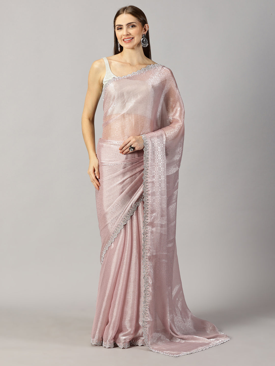 Organza Stone Embroidered Saree